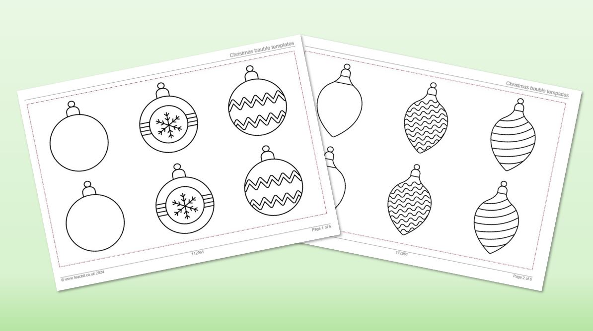 Teachit Christmas bauble templates