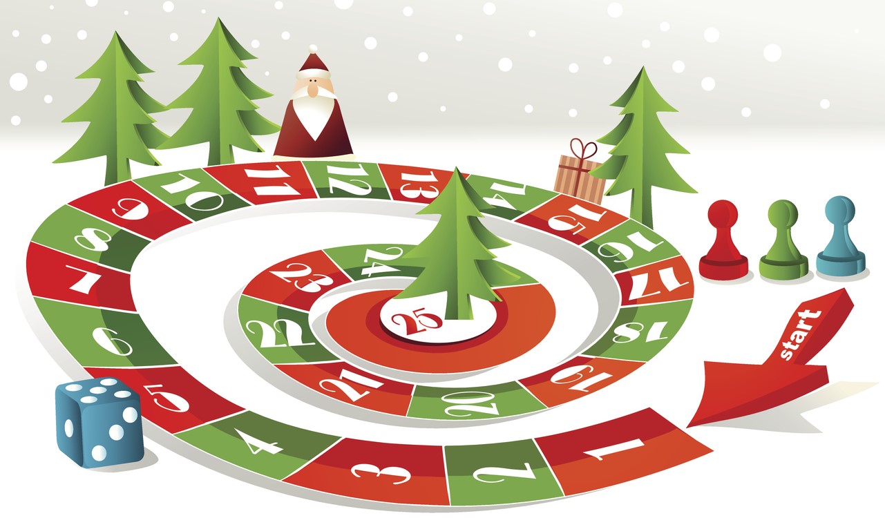 Christmas classroom games - Santa board game scene