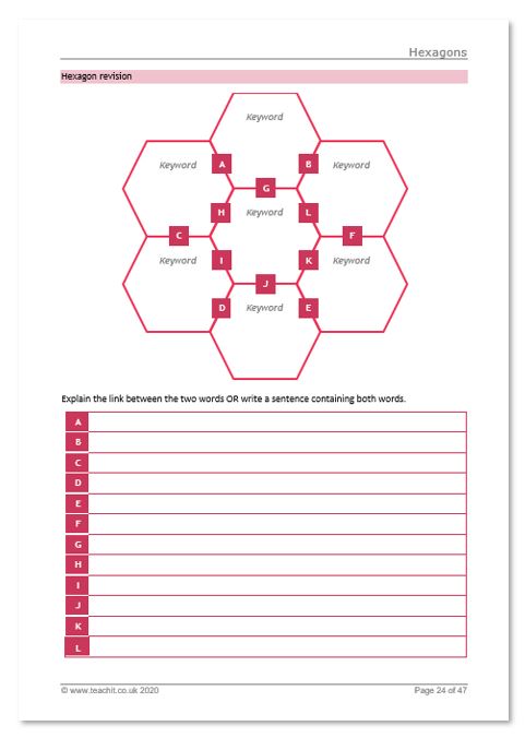 Teachit 'hexagons' game template