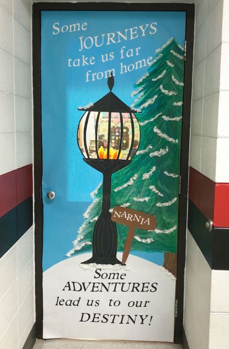 Narnia Christmas decoration for a classroom door