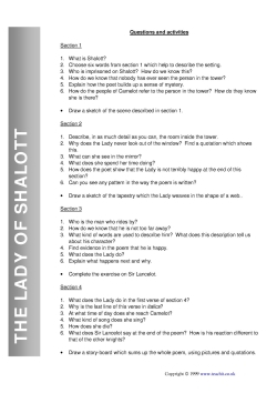 Questions and activities - 'The Lady of Shalott'