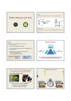 Speed, distance and time Speed, distance and time
