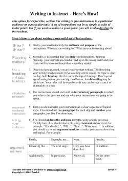 Writing instructions Writing instructions