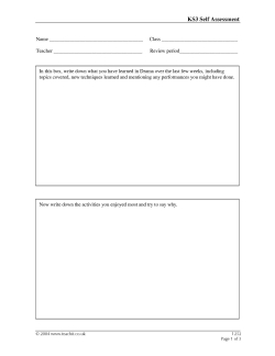 Self assessment sheets (KS3) Self assessment sheets (KS3)